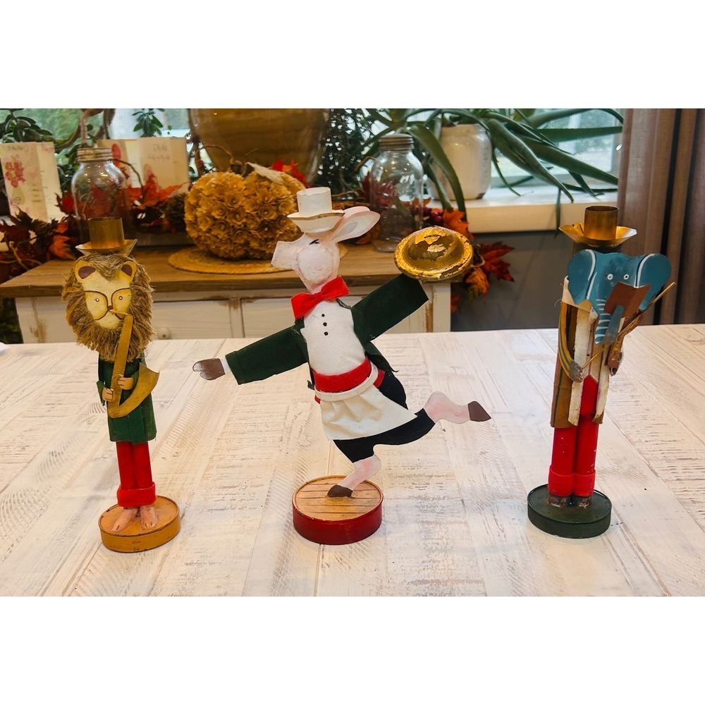 Vintage Whimsical Silvestri Pig Lion Elephant Trio‎ Musicians Vintage Holiday